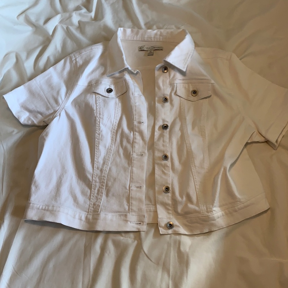 White short sleeved denim jacket